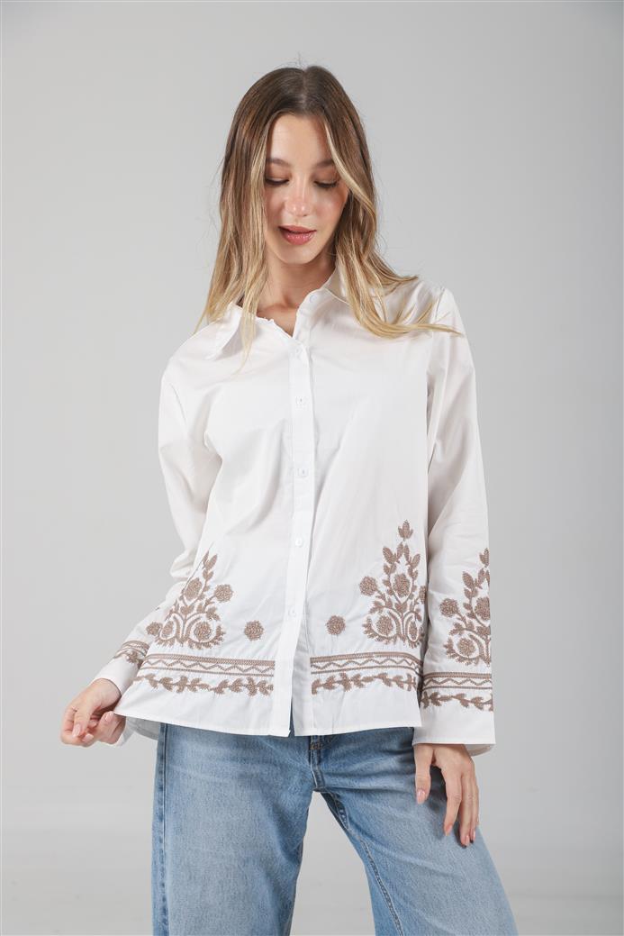 Camisa Vizantina Poplin Bordada